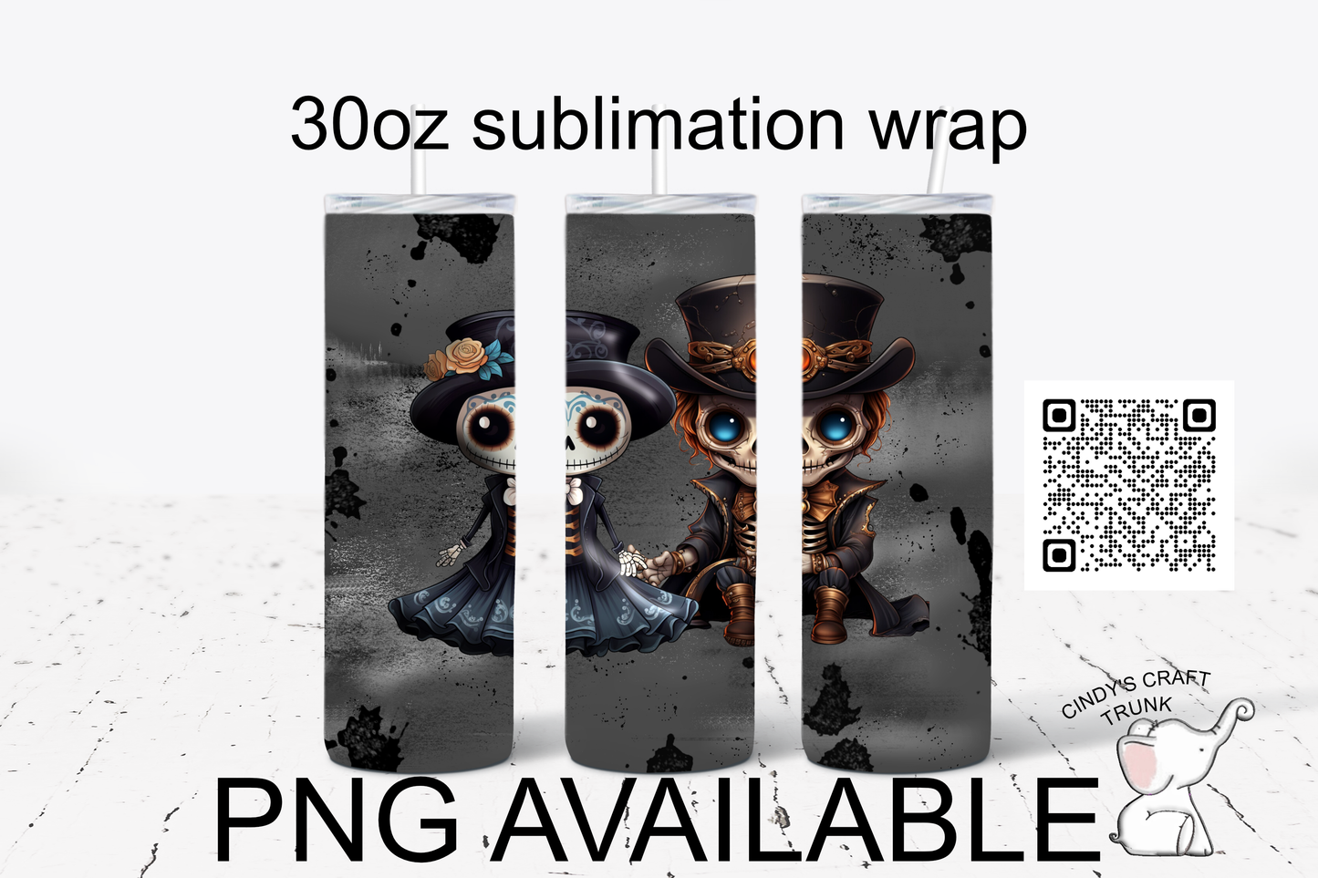 Skeleton Tumbler wrap PNG