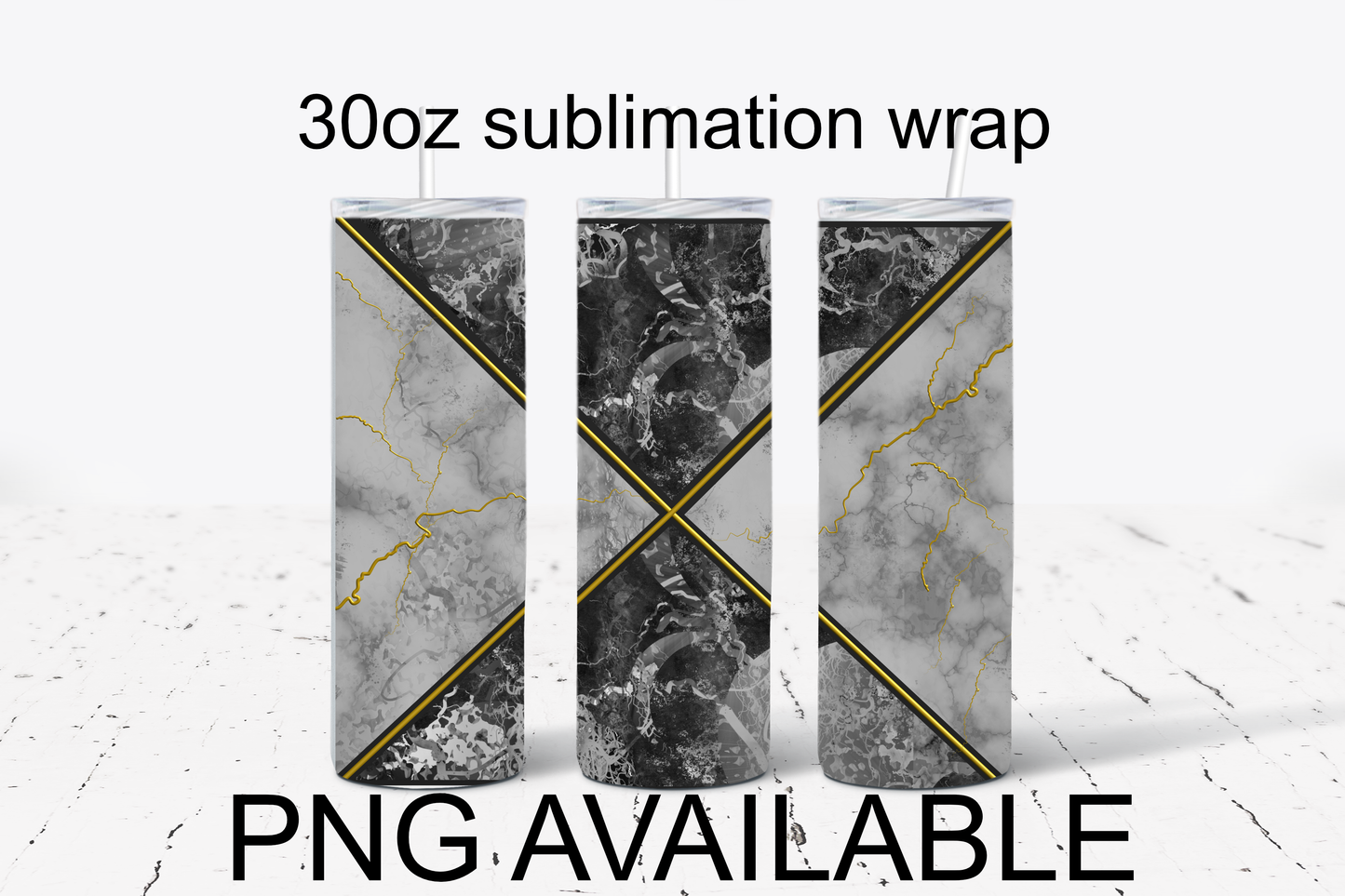 Black Marble 30oz Wrap PNG
