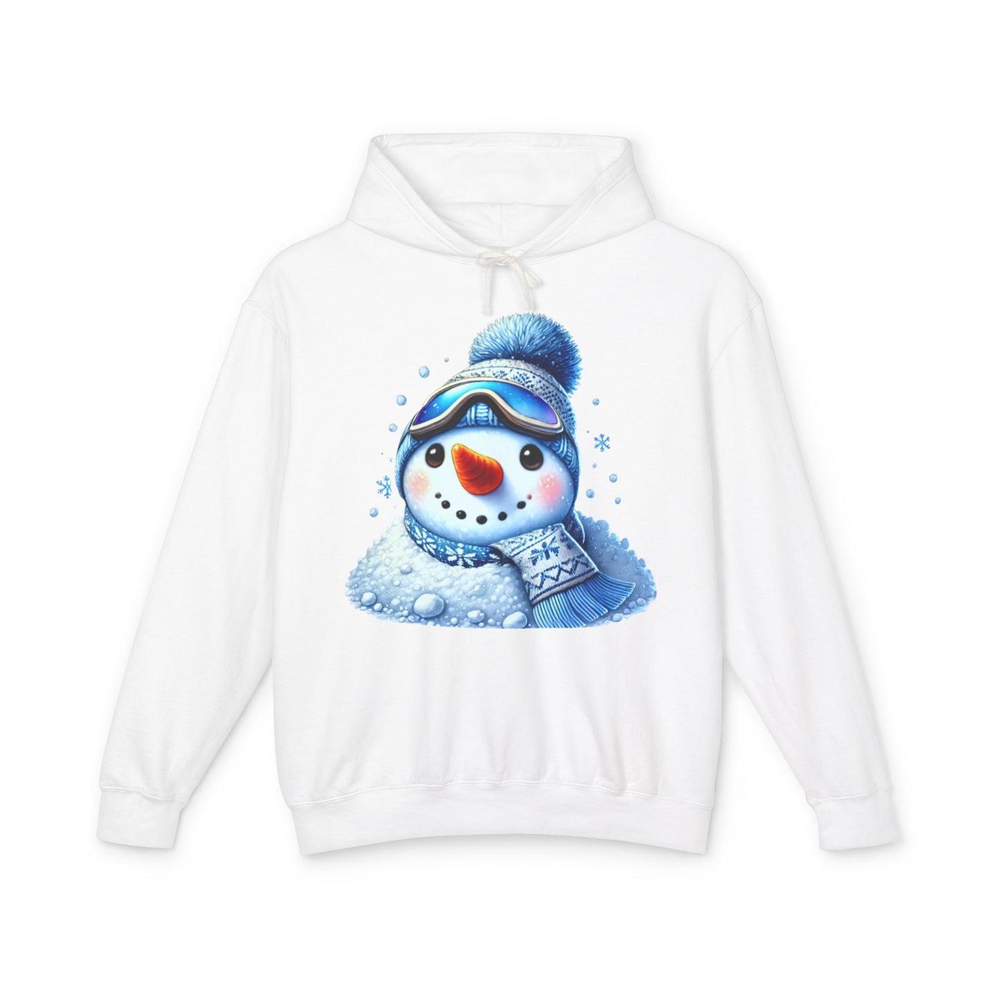 Blue Snowman Lightweight Hoodie – Winter Snow Play Design