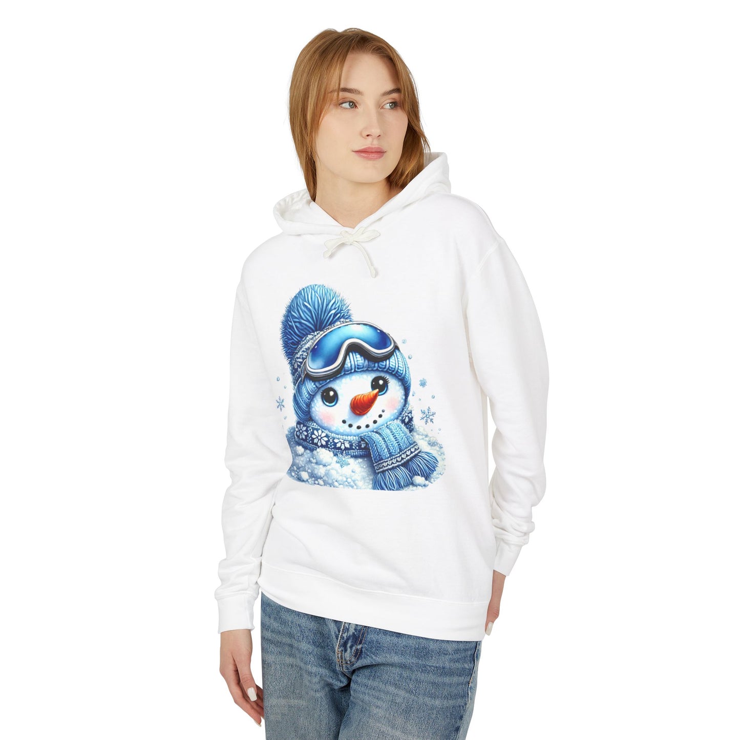 Snowman Hoodie - Unisex Lightweight Hooded Sweatshirt for Winter Fun