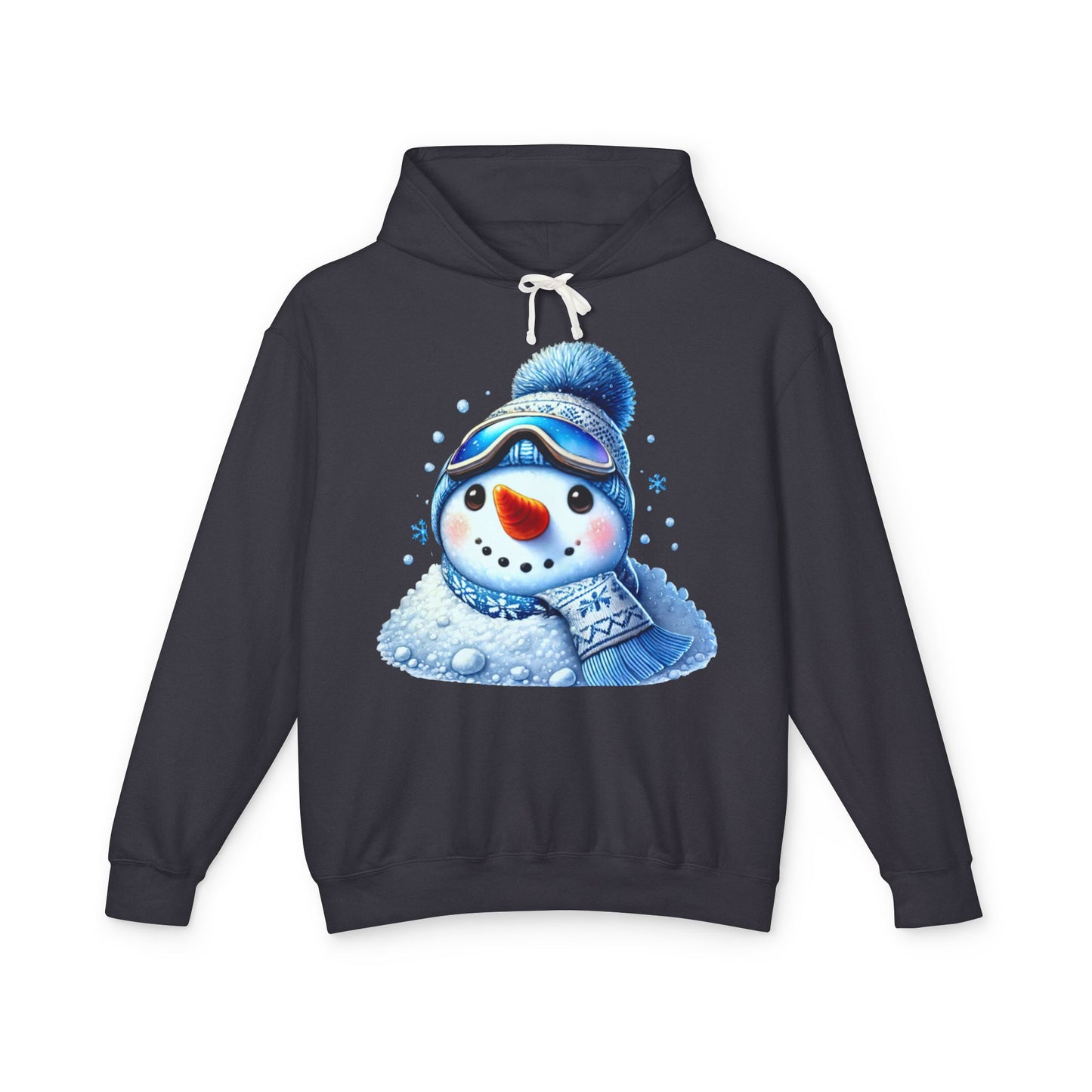 Blue Snowman Lightweight Hoodie – Winter Snow Play Design